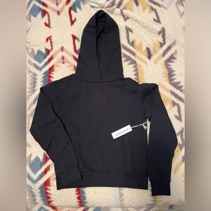Perfectwhitetee cotton fleece pullover hoodie size S true Black